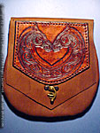Leather hand made stitched medieval renaissance belt pouch bag